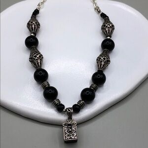 𝅺Secret box prayer locket pendant beads and chain necklace dark romantic goth.
